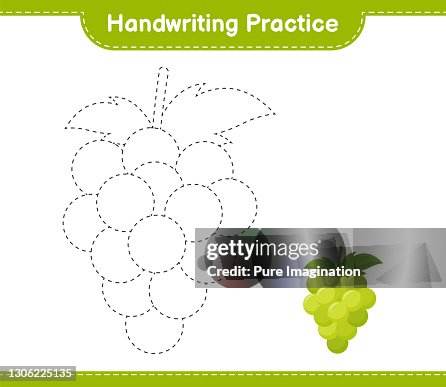 Grape Write Handwriting Practice Tracing Lines Of Grape Educational Children Game ...