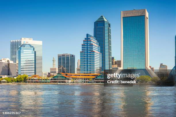 skyline of downtown jacksonville florida usa - jacksonville stock pictures, royalty-free photos & images