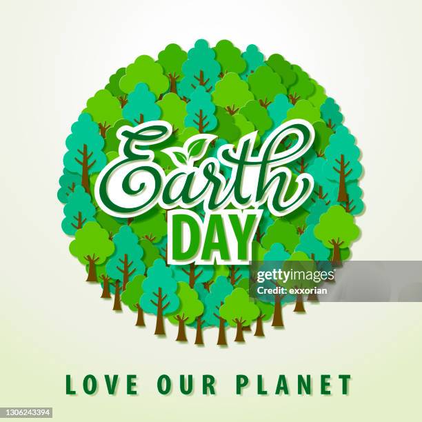 earth day tree planet - earth day stock-grafiken, -clipart, -cartoons und -symbole