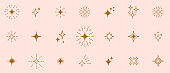 Stars line art icon. Vector four-pointed star for logo, social media stories