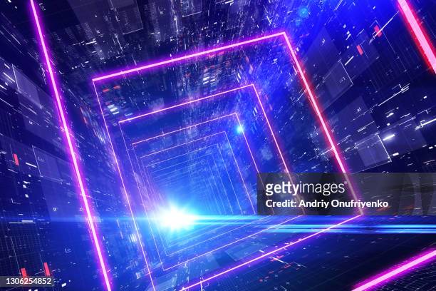 rectangular data tunnel - data centre stock pictures, royalty-free photos & images