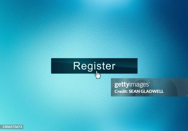 register website button - iscrizione nelle liste elettorali foto e immagini stock
