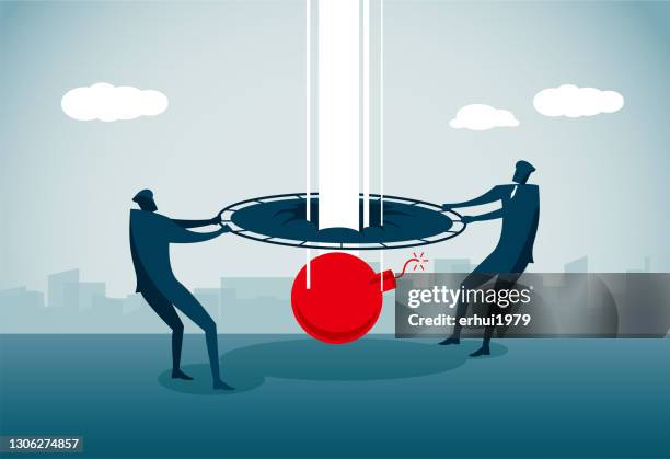 danger - trampoline stock illustrations