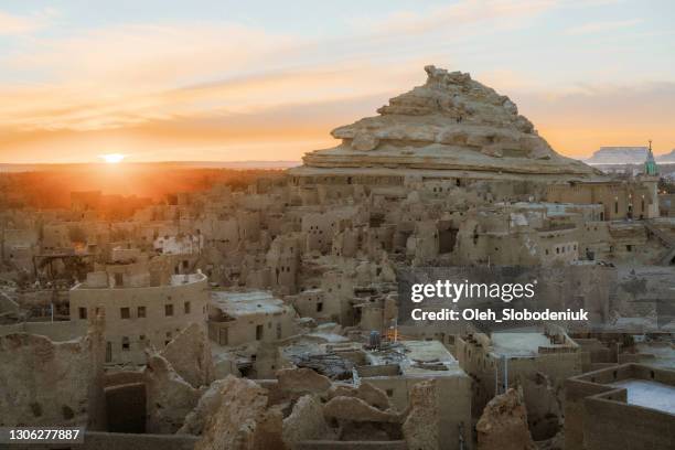 scenic view of siwa oasis at sunset - cairo cityscape stock pictures, royalty-free photos & images