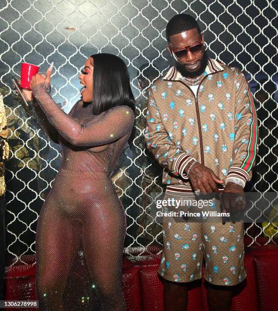 Keyshia Kaoir and Gucci Mane attend The Grand Opening of Onyx Nightclub on March 4, 2021 in Atlanta, Georgia.