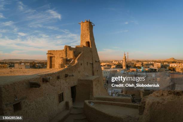 scenic view of siwa oasis at sunset - matrouh governorate stock pictures, royalty-free photos & images