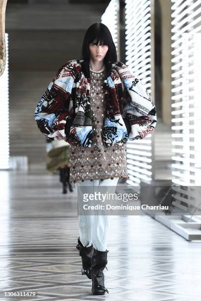 In this image released on March 10 st, a model walks the runway during the Louis Vuitton as part of the Paris Fashion Week Womenswear Fall/Winter...