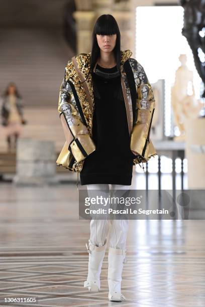 In this image released on March 10th, a model walks the runway during the Louis Vuitton as part of the Paris Fashion Week Womenswear Fall/Winter...