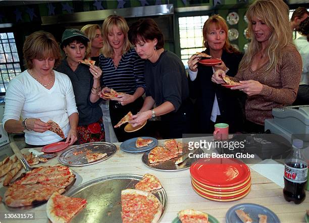 Mount Blue Pizza, from left to right: Karen Whitford , Terry Hamilton , Jayne Bowe, in background, one of the owners of Mount Blue, Billie Perry ,...