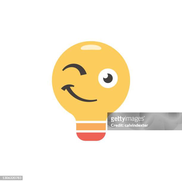 glühbirne emoticon - energiespar glühbirne stock-grafiken, -clipart, -cartoons und -symbole