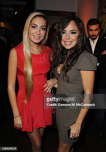 Arzu Aliyeva Gubanov and Leyla Aliyeva attend the launch of Baku Magazine at The Opera Gallery on October 27, 2011 in London, England. The drinks...
