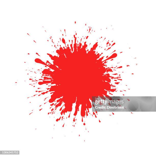 stockillustraties, clipart, cartoons en iconen met de rode inkt spettert op witte achtergrond die door individuele deeltjes wordt gevormd. - spatten activiteit