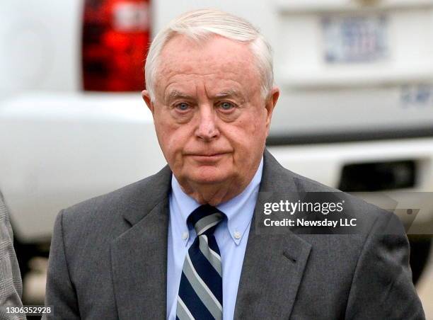 Suffolk County District Attorney Thomas Spota walks from the federal courthouse for the District Court for the Eastern District of New York in...