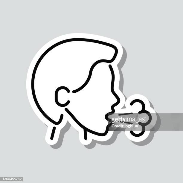 cough. icon sticker on gray background - saliva bodily fluid stock illustrations