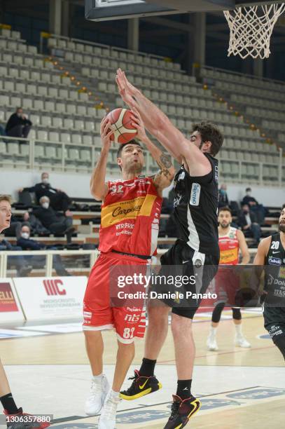 Carlos Delfino of Carpegna Prosciutto Pesaro shoots during the LBA Serie A match between Dolomiti Energia Trentino and Carpegna Prosciutto Pesaro on...