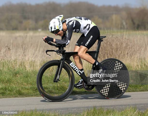 Fabio Aru of Italy and Team Qhubeka Assos during stage 3, an individual time trial of 14,4km from Gien to Gien, during the 78th Paris-Nice 2021 on...