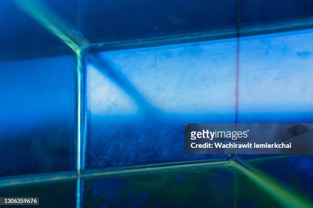 abstract blue geometric shape - acrylic glass stock pictures, royalty-free photos & images