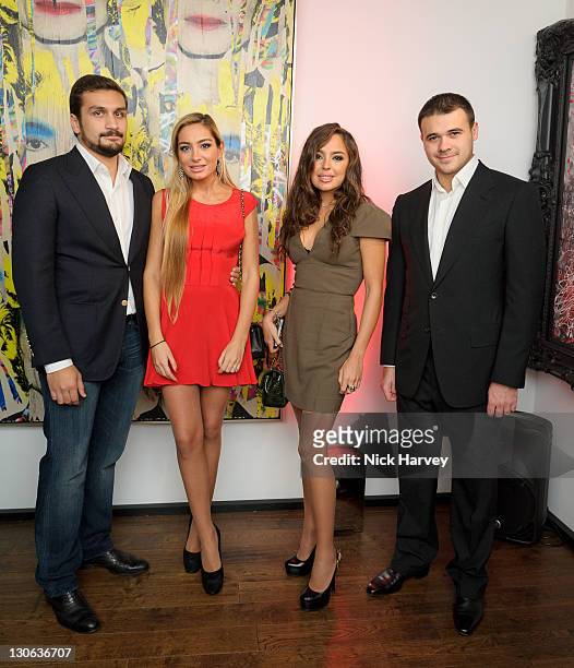 Guest, Arzu Aliyeva, Leyla Aliyeva and Emin Agalarov attend the launch of Baku Magazine, a drinks reception hosted by Editor Leyla Aliyeva and...