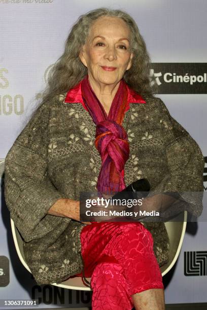 Isela Vega smiles during press conference of 'Las Horas Contigo' film at Plaza Carso on January 29, 2015 in Mexico City, Mexico.