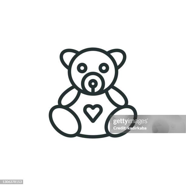 teddy bear line icon - diaper pin stock illustrations