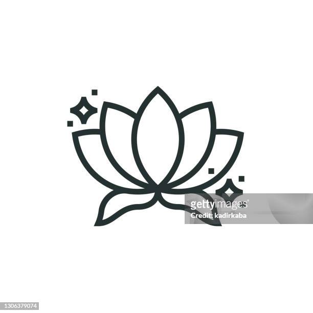 lotus line icon - lotus water lily stock illustrations