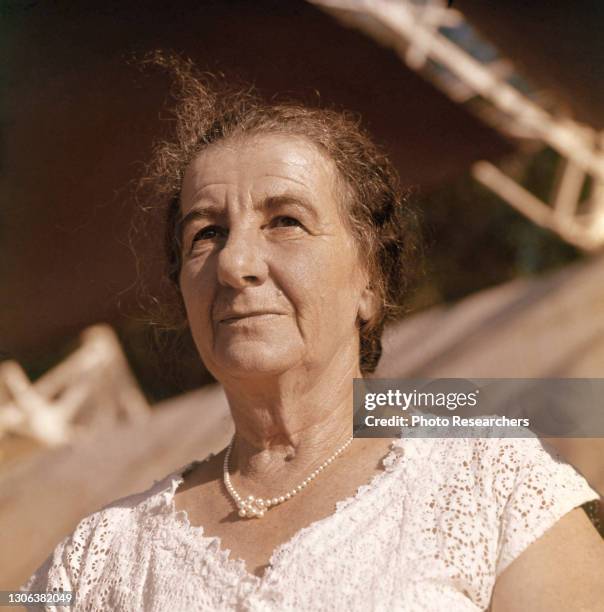 Close-up of Israeli Prime Minster Golda Meir , Israel, 1969.