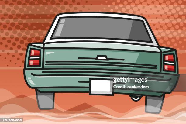 ilustraciones, imágenes clip art, dibujos animados e iconos de stock de coche de visión trasera - mechanical drawing car
