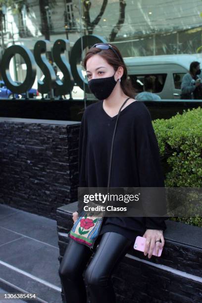 Alberto Vázquez's granddaughter, Tania María Vázquez waits outside the funeral home to enter during the funeral service held for late Mexican film...