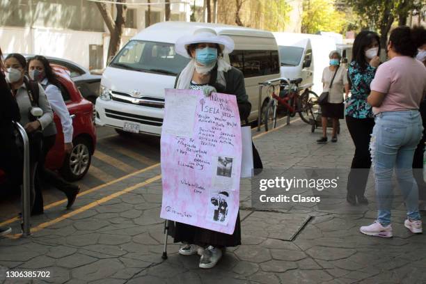 Fans of Isela Vega show support during the funeral service held for late Mexican film star Isela Vega at Galloso Felix Cuevas funeral parlor on March...