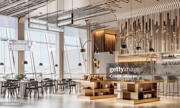 rendering 3d della sala vip dell'aeroporto - airport interior no people foto e immagini stock