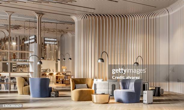 executive lounge at airport in 3d - gate imagens e fotografias de stock