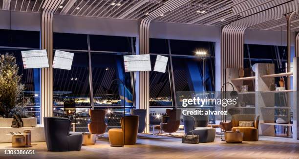 executive warte-lounge am flughafen - airport gate stock-fotos und bilder