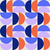 Colorful seamless repeat pattern with abstract minimalist geometric style