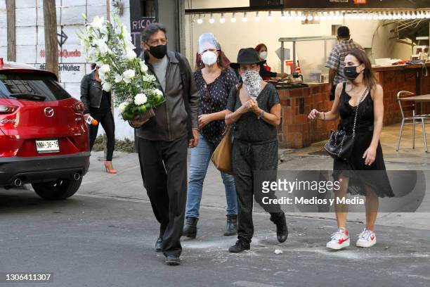 Shaula Vega , daughter of the late actress Isela Vega arrives prior the funeral service held for late Mexican film star Isela Vega at Galloso Felix...
