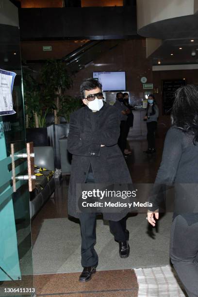 Arturo Vazquez son of the late actress Isela Vega arrives to the funeral service held for late Mexican film star Isela Vega at Galloso Felix Cuevas...