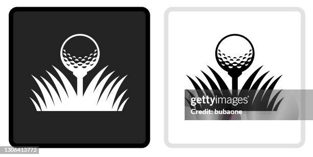 golf ball icon on black button with white rollover - golf ball stock illustrations