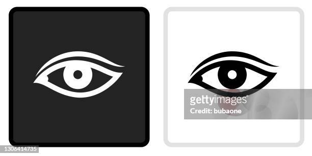 eye icon on  black button with white rollover - eyebrow stock illustrations