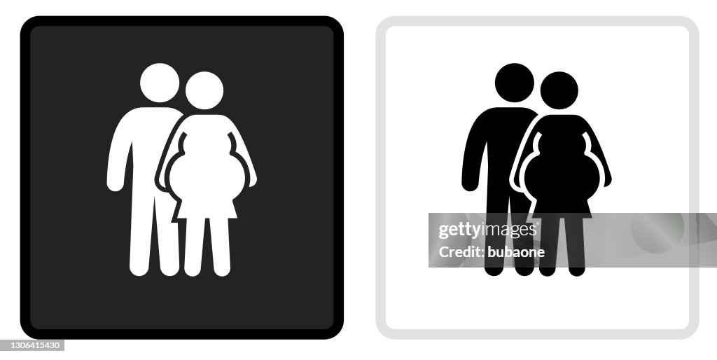 Pregnant Icon on Black Button with White Rollover