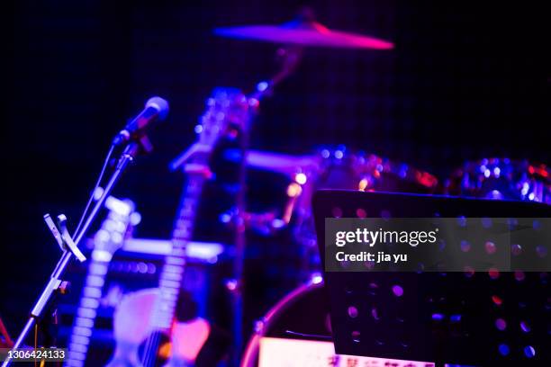 bar, stage, microphone close-up. - rca stock pictures, royalty-free photos & images