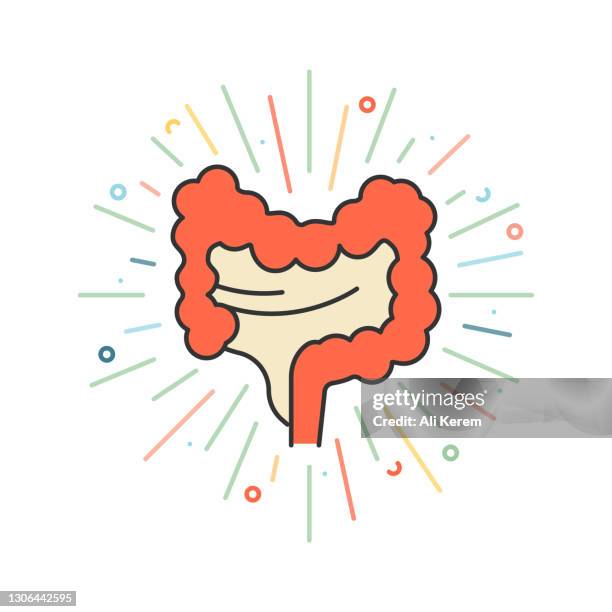 stockillustraties, clipart, cartoons en iconen met het pictogram van de lijn van de darm - human intestine