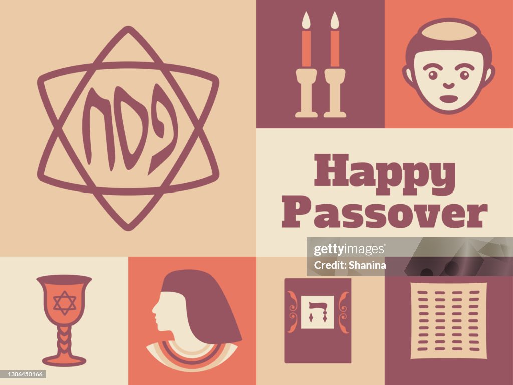 Modern Passover minimal greeting card - v1