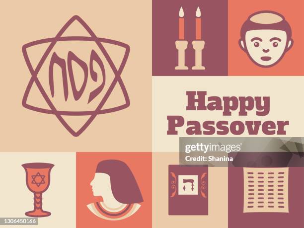 modern passover minimal greeting card - v1 - jewish passover stock illustrations