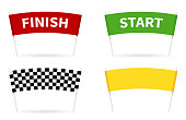 Flag Start. Flag finish for the competition. streamers of Start and Finish in flat style.
