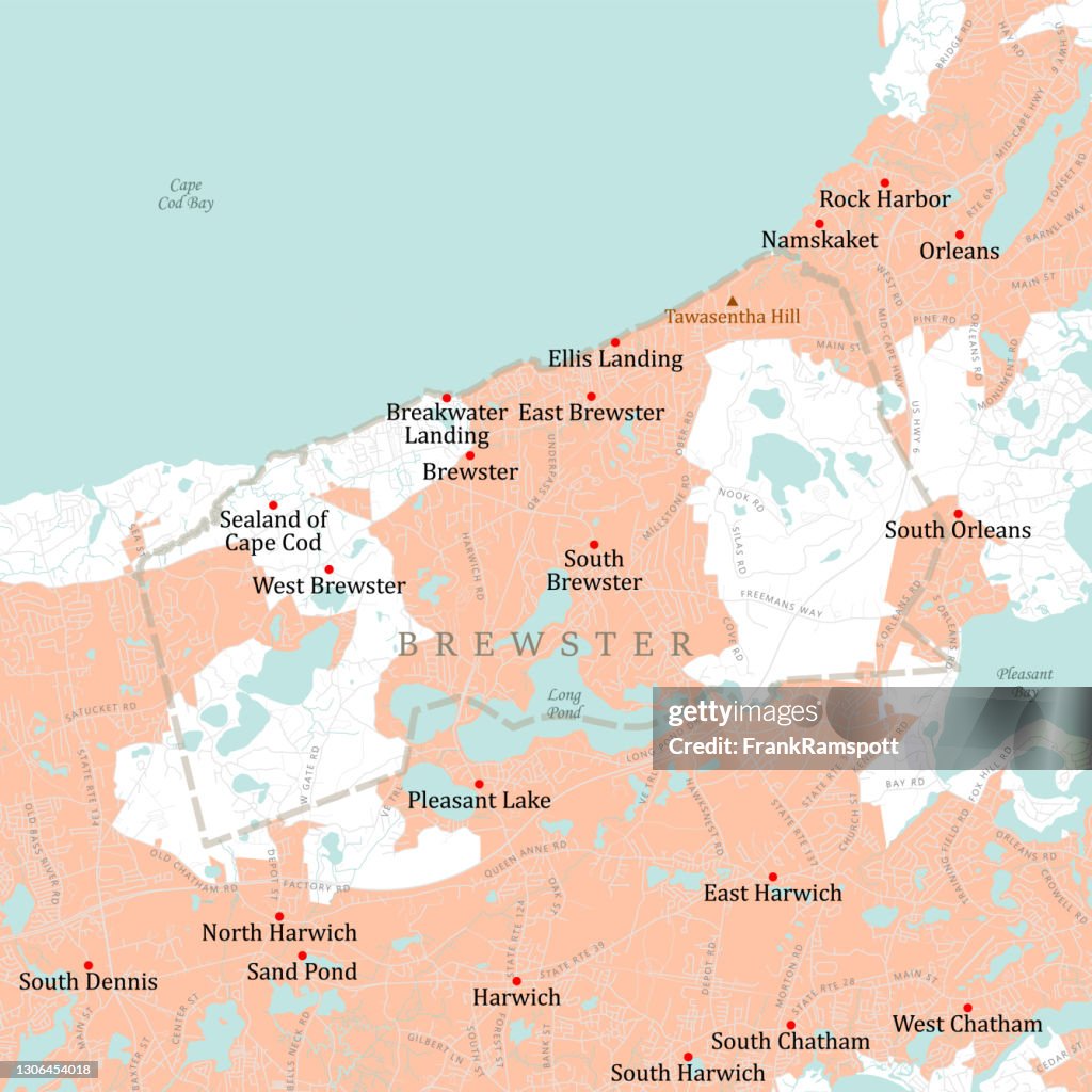 MA Barnstable Brewster Vector Road Map