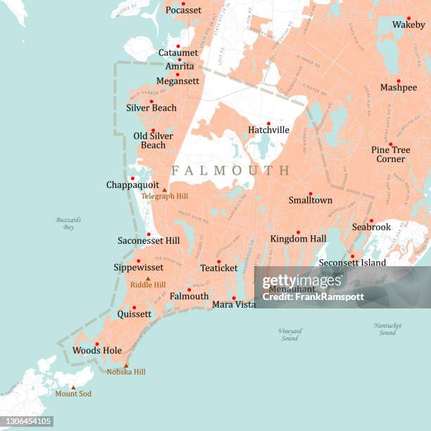 ma barnstable falmouth vector road map - falmouth stock illustrations