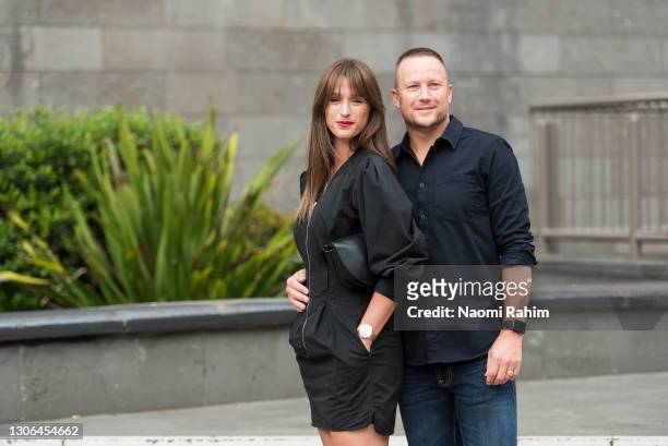 Nathan Brown and Kristine Fabiyanic at Melbourne Fashion Festival at National Gallery of Victoria on March 11, 2021 in Melbourne, Australia.