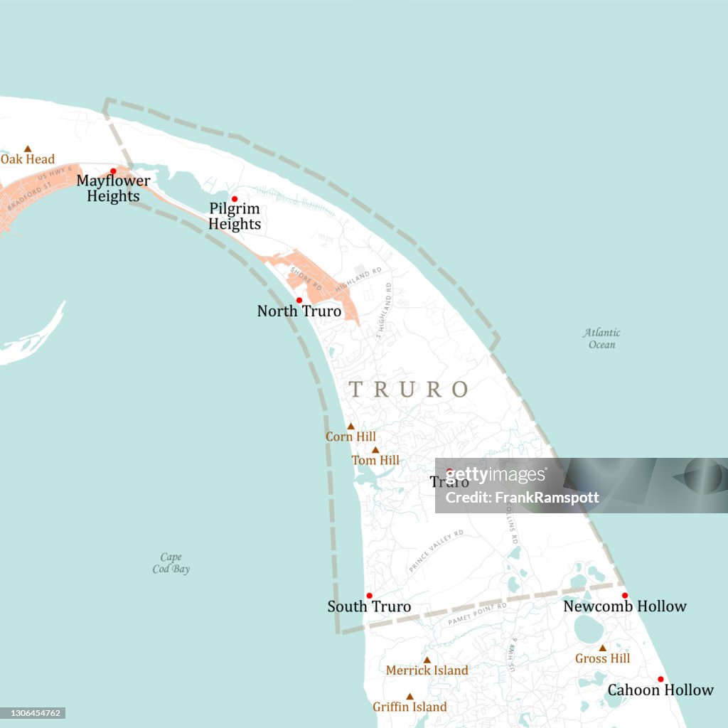 MA Barnstable Truro Vector Road Map
