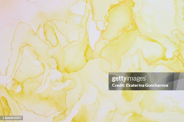 natural yellow luxury abstract fluid art painting in alcohol ink technique. - beige watercolor stock pictures, royalty-free photos & images