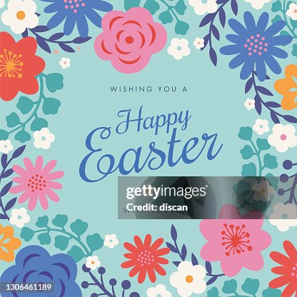 Biglietto di Pasqua con cornice di fiori. Biglietto di Pasqua con cornice di fiori.