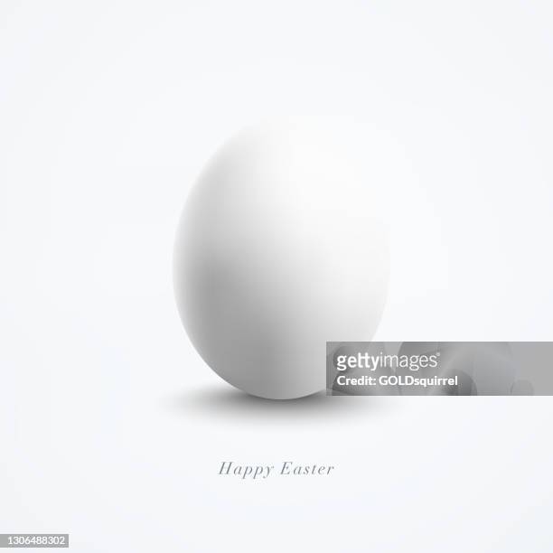 simple card design with white easter egg placed in the middle of a white empty paper - perfected elegant minimalism with aesthetic text happy easter written in italic - realistic 3d effect with beautiful light and shadows - animal egg stock illustrations